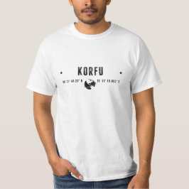 Camiseta Coordenadas de Corfu com Globo e Estrelas