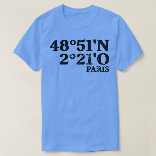 Camiseta Coordenadas de Paris (Frente do Design)