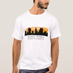 Camiseta Coordenadas do Mapa da Silhueta da Cidade de Atlan