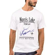 Camiseta Coordenadas do Mapa do Lago Norris Tennes