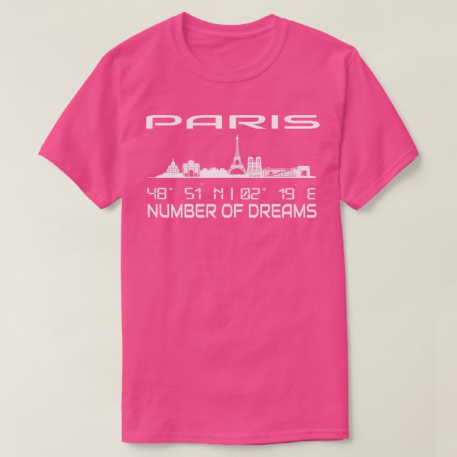 Camiseta Coordenadas do Skyline Paris Silhouette Gps 3 (Frente do Design)