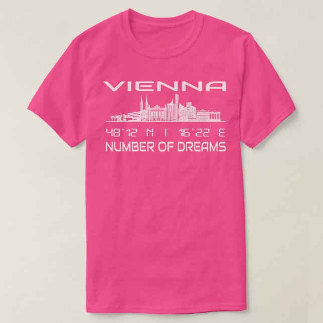 Camiseta Coordenadas GPS Capital Viena Skyline (Frente do Design)