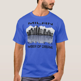 Camiseta Coordenadas GPS Cidade Milão Skyline Dream Cidade 