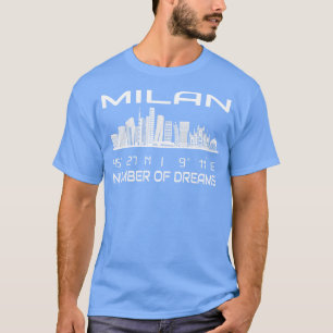 Camiseta Coordenadas GPS Cidade Milão Skyline Dream City 2