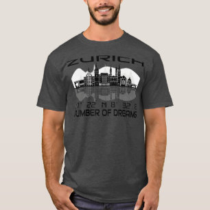 Camiseta Coordenadas Gps Cidade Zurique Paisagem Urbana Cid