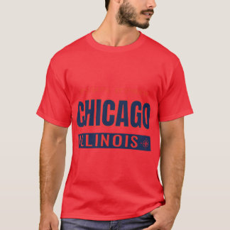 Camiseta Coordenadas GPS de Chicago Chi-Town Cidade do Vent