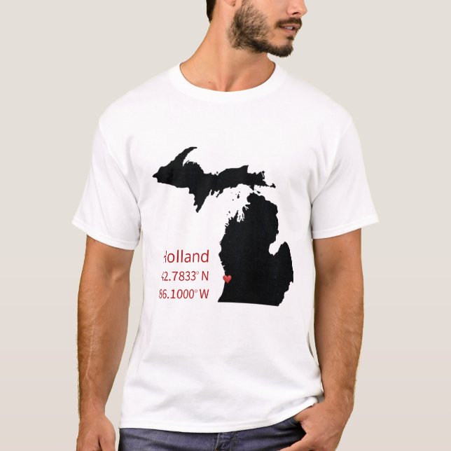 Camiseta Coordenadas GPS de Holland Michigan (Frente)