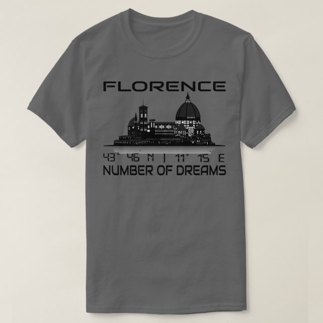 Camiseta Coordenadas GPS Florença Cidade Céu Sonho Cidade 1 (Frente do Design)