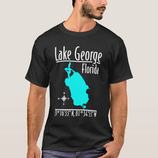 Camiseta Coordenadas Mapa do Lago George Flórida (Frente)