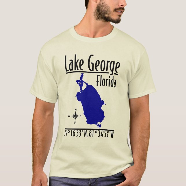 Camiseta Coordenadas Mapa do Lago George Flórida (Frente)