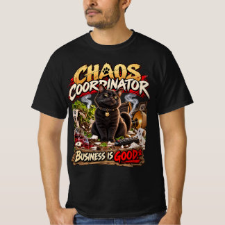 Camiseta Coordenador de Caos Gato Preto Humor Grunge Arte