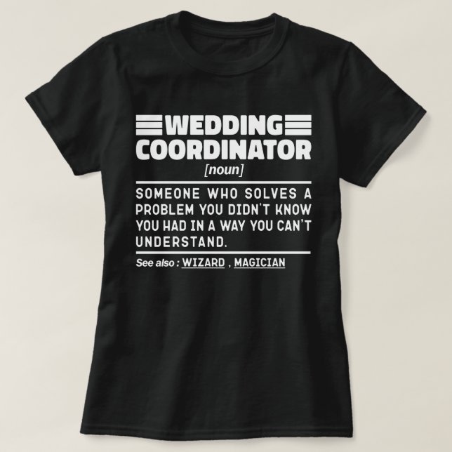 Camiseta Coordenador Noun Bridal Consultora Engraçado (Frente do Design)