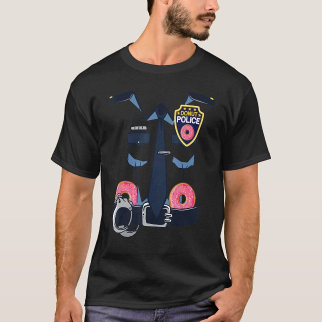 Camiseta Cop Donut Police Easy Lazy Halloween Costume (Frente)