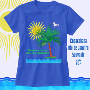 Camiseta Copacabana Palm Tree e Sunshine do Rio de Janeiro