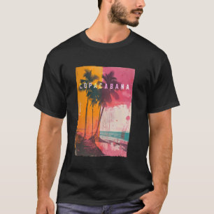 Camiseta Copacabana Rio de Janeiro Brasil Retro Beach Sunse