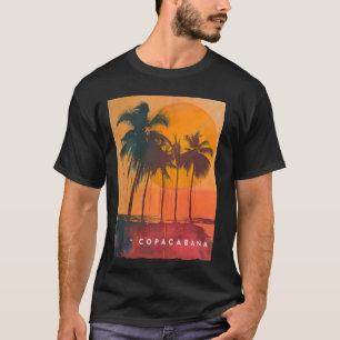 Camiseta Copacabana Rio de Janeiro Brasil Retro Beach Sunse