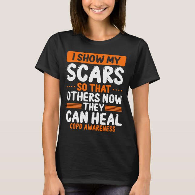 Camiseta COPD Awareness Show my Scars Orange Ribbon (Frente)