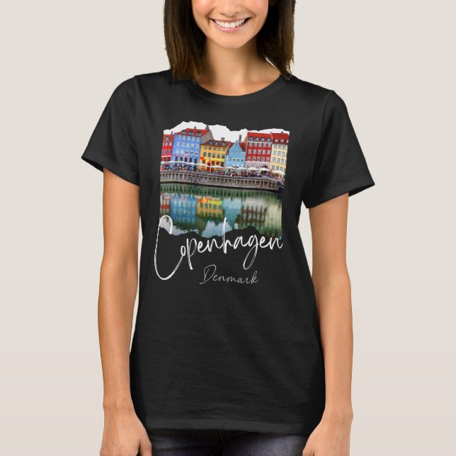 Camiseta Copenhaga Dinamarca Copenhaga À Noite (Frente)