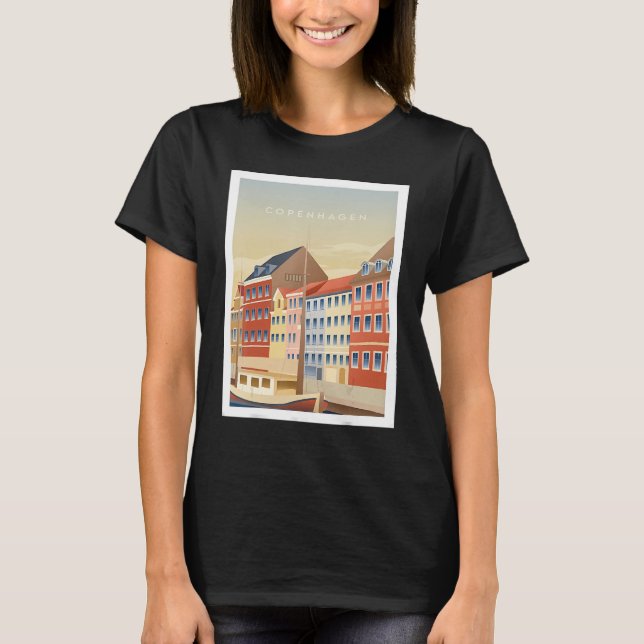 Camiseta Copenhaga Dinamarca Nyhavn Harbor Viagem (Frente)
