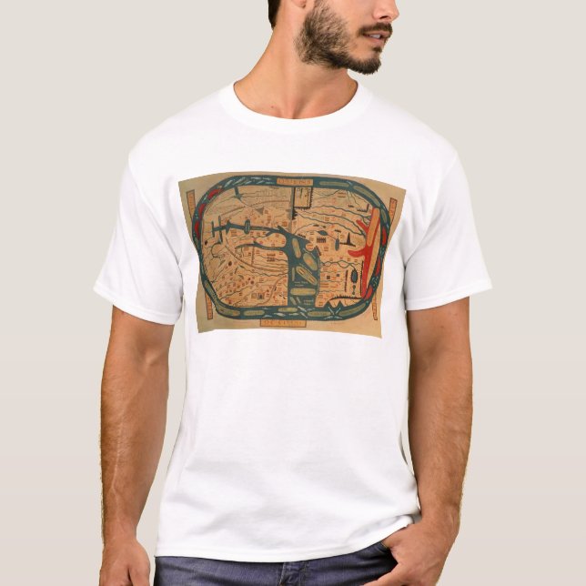 Camiseta Cópia de um mappamundi do século VIII de Beatus (Frente)