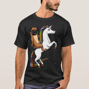 Camiseta Cópia do Pug Dog Riding Unicorn Clássico 354
