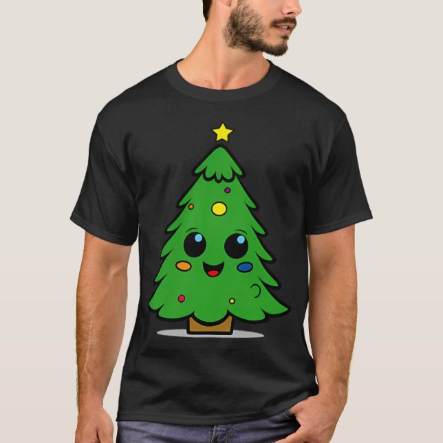 Camiseta Copie De Cute E Árvore De Natal Sorrindo (Frente)