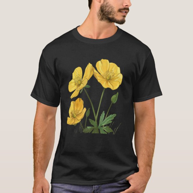 Camiseta Copo Amarelo para Dandelion bonito e Daisy Fl (Frente)