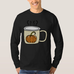 Camiseta Copo de Café com Temática de Abóbora e Estampa de