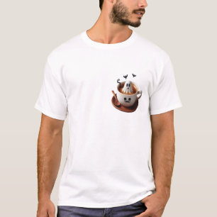 Camiseta Copo de Café de Marshmallow de Fantasma Fofo Arte