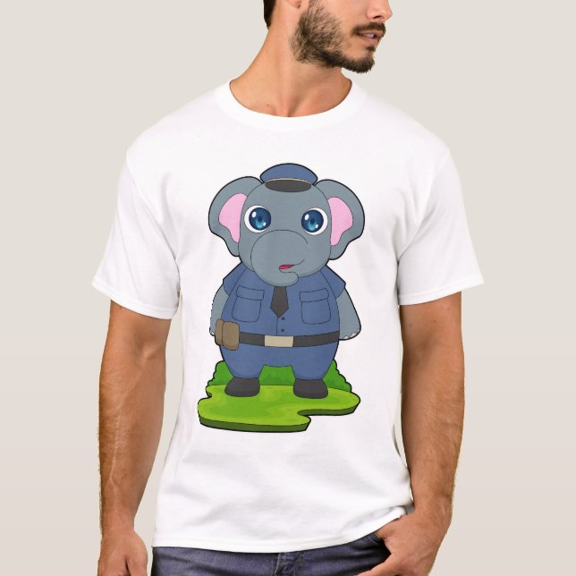 Camiseta Copo de Elefante chapéu da polícia (Frente)