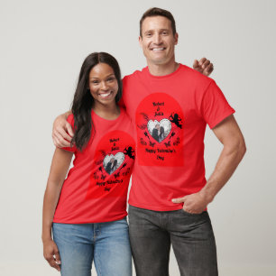 Camiseta Copo de Foto Coração Vermelho Fofo Cupido Feliz Di