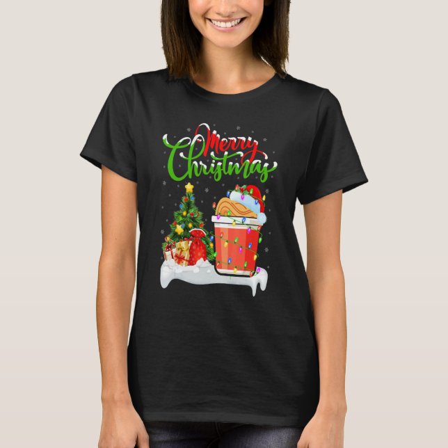 Camiseta Copos de Macarrão Comida   Decoração de Natal Copo (Frente)