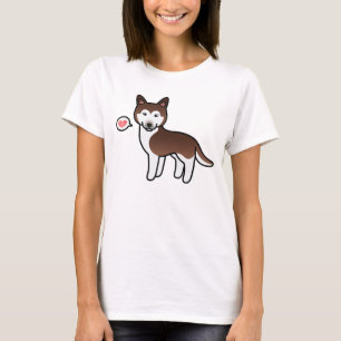 Camiseta Copper Cartoon Siberian Husky Love