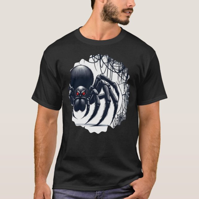 Camiseta Copy of Creepy Black Spider Gothic Design (Frente)