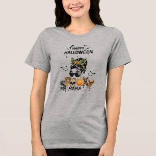 Camiseta Coque de Cabelo Feliz Dia das Bruxas Mamãe Assusta