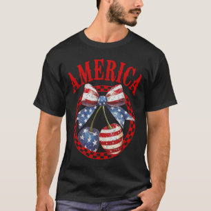 Camiseta Coquete America Xadrez Cerejas Laço de Cereja 4º