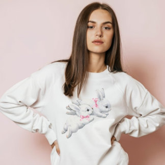 Camiseta Coquete: Coelhos brancos adoráveis com arco rosa