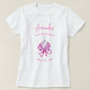 Camiseta Coquete de Disco Cor-de-Água Rosa 16 Docinho
