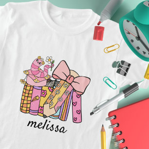 Camiseta Coquete do Livro de Lápis Cor-de-rosa-rosa com Ret