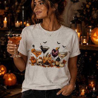 Camiseta Coquetéis de Halloween Bebidas de Outono Festa