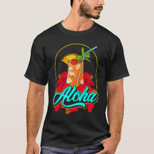 Camiseta Coquetel Aloha Mai Tai do Havaí Com Hibisco Bonito
