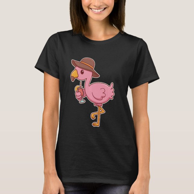 Camiseta Coquetel de Bebendo Flamingo rosa (Frente)