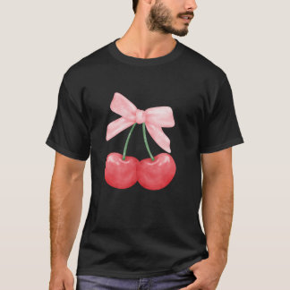 Camiseta Coquetel de Cerejas Vermelhas de Verão com cor-de-