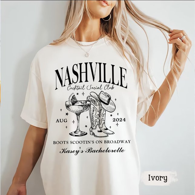 Camiseta Coquetel Nashville Bachelorette Rodeo Personalizad (Criador carregado)