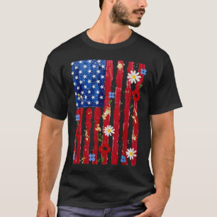 Camiseta Coquette American Flag Floral 4º De Julho Women Gi