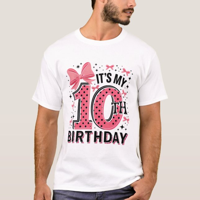 Camiseta Coquette Birthday Girl 10 Anos (Frente)
