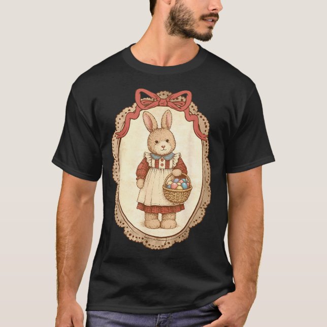 Camiseta Coquette Bow Funny Bunny Eggs Rabbit Happy Easter  (Frente)
