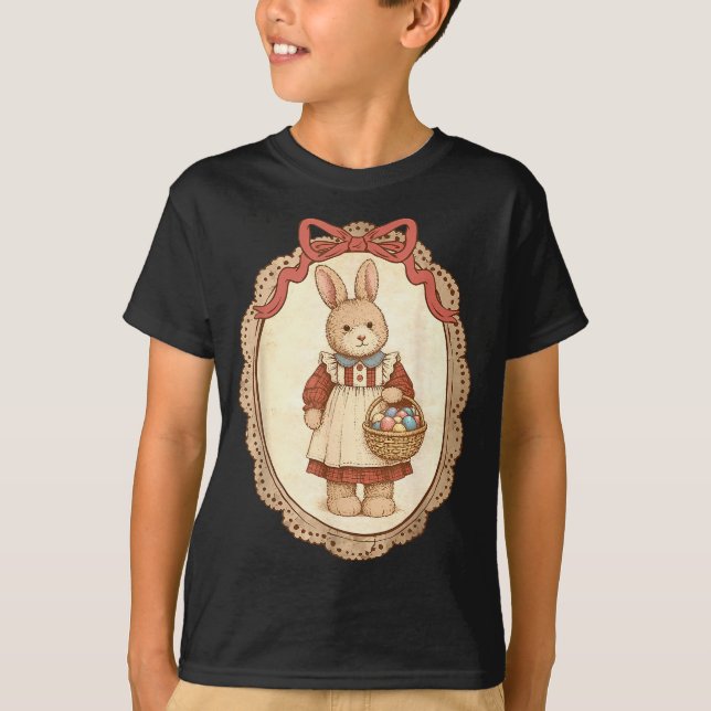 Camiseta Coquette Bow Funny Bunny Eggs Rabbit Happy Easter  (Frente)