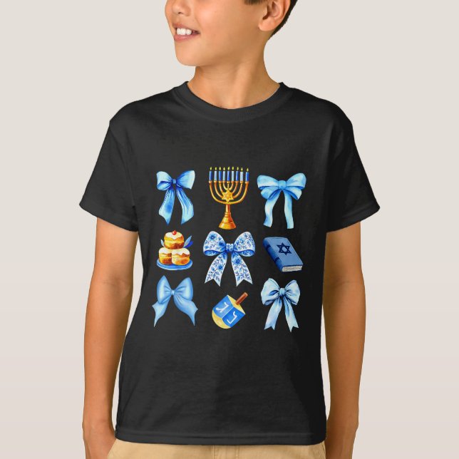 Camiseta Coquette Bow Jewish Holiday Chanukah Hanukkah Meno (Frente)