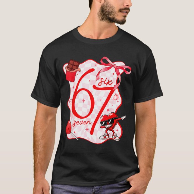 Camiseta Coquette Bow Six Seven 67 Meme Dabbing Heart Valen (Frente)